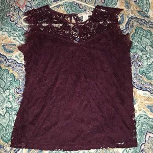 Lace Burgundy Top